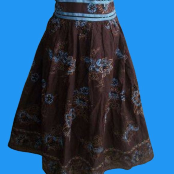 VINTAGE Fit and Flare Brown Floral Dress Size 12 - Picture 2 of 4